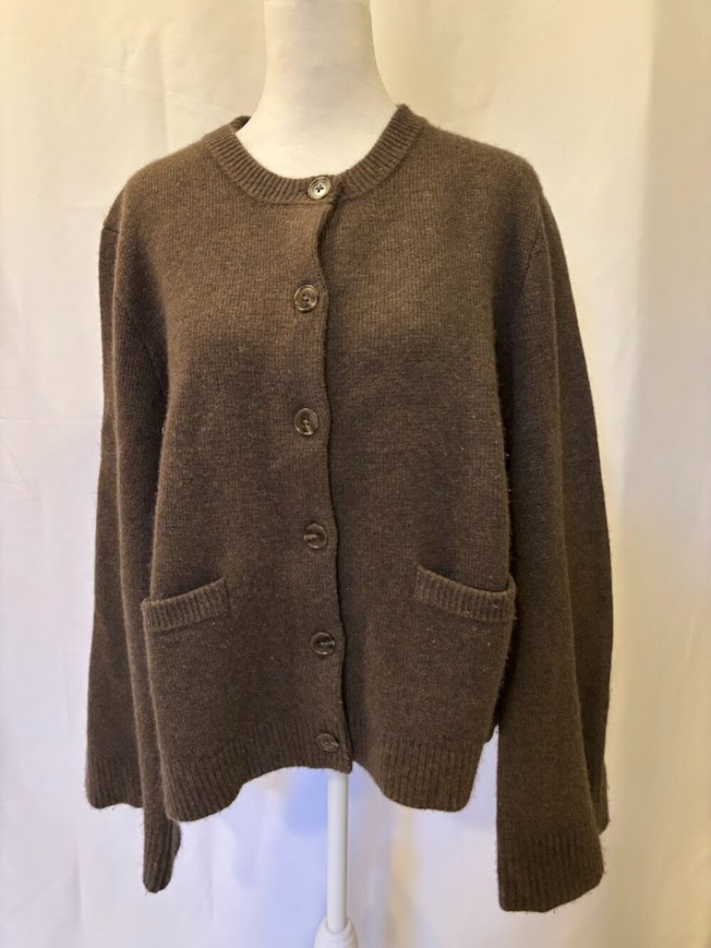 QUINCE Mongolian Cashmere Brown Cardigan - size XL